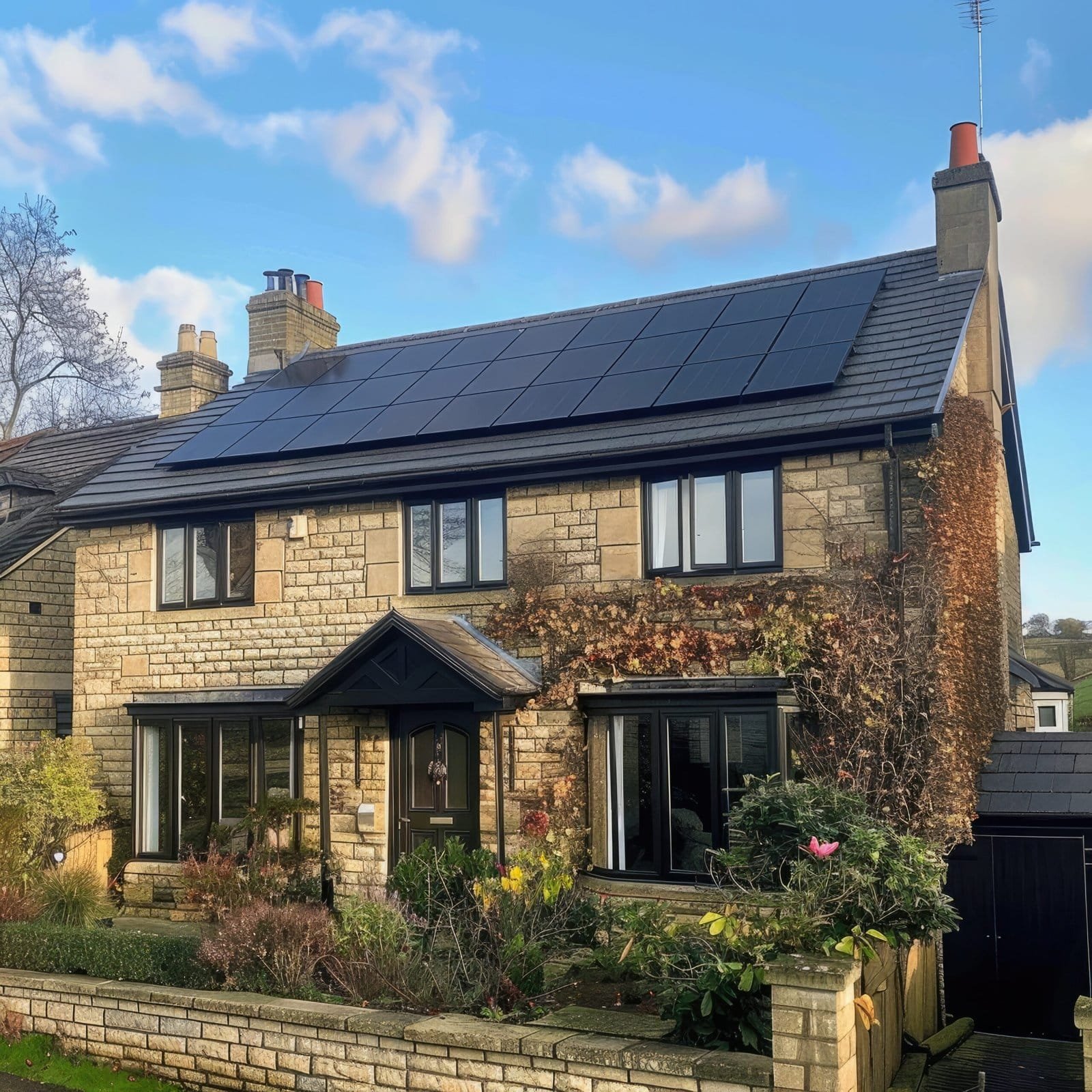 client home fitted out with energy saving environmentally friendly solar panels